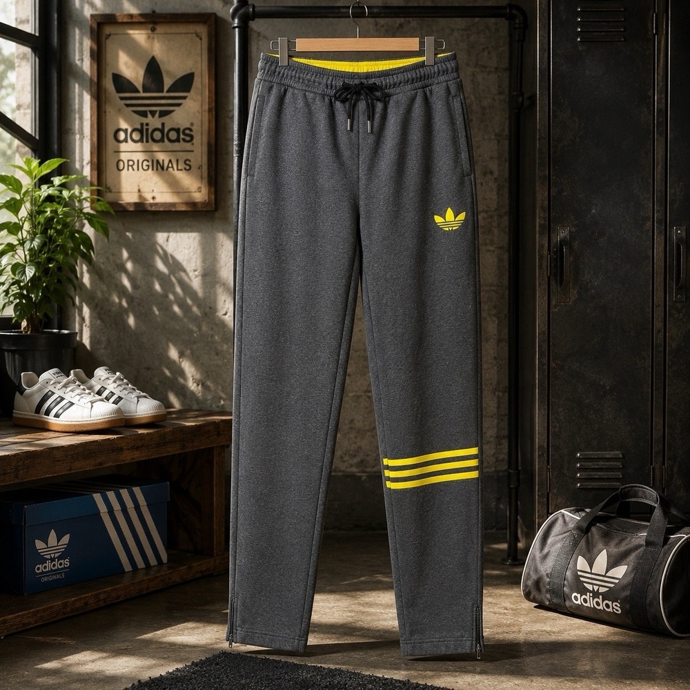 Adidas Originals AO FT TP French Terry Track Pants Mens M Gray Trefoil Z63002